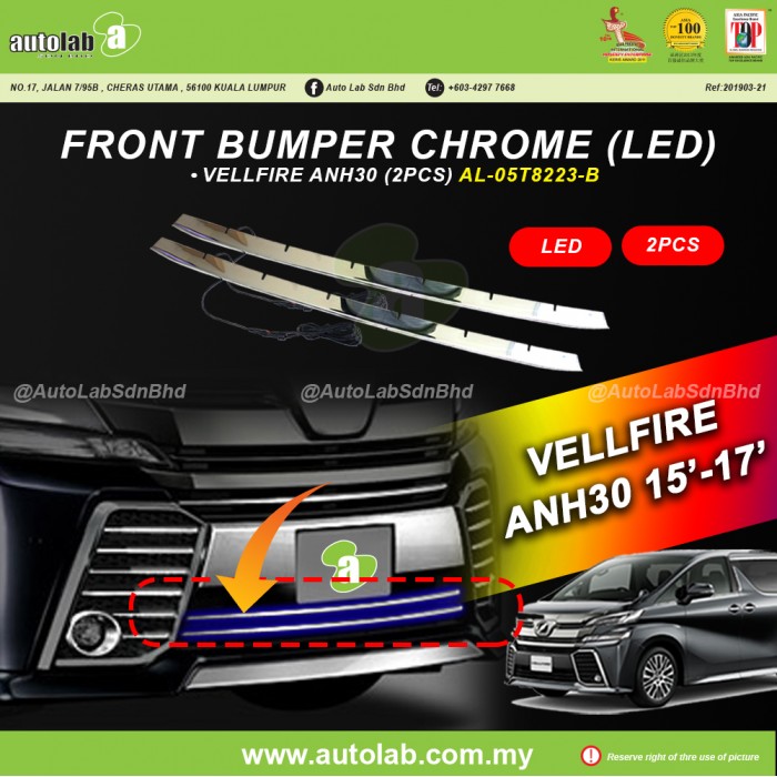 FRONT BUMPER CHROME WITH LED (2PCS) - TOYOTA VELLFIRE ANH30 15'-17'
